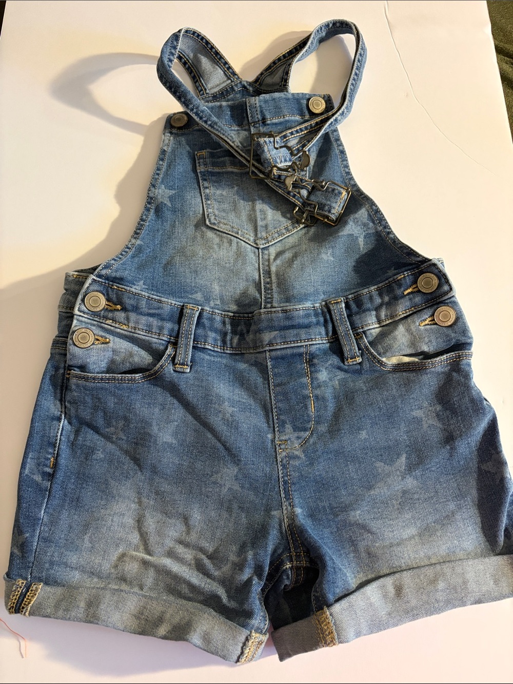 SO Denim Star-Print Kids Short Overalls